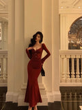 Sheath Sweetheart Red Ruffles Velvet Prom Dresses Birthday Outfits Evening Gown SD920