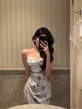 Sheath Spaghetti Straps Floral Long Prom Dresses Birthday Outfits Evening Gown SD926