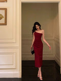 Mermaid Spaghetti Straps Red Prom Dresses Birthday Outfits Evening Gown SD927