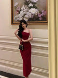 Mermaid Spaghetti Straps Red Prom Dresses Birthday Outfits Evening Gown SD927
