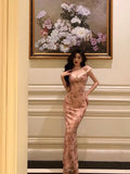 Sheath Straps Pink Floral Prom Dresses Long Birthday Outfits Evening Gown SD928