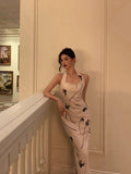 Sheath Halter Satin Floral Prom Dresses Birthday Outfits Evening Gown SD930