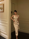 Sheath Halter Satin Floral Prom Dresses Birthday Outfits Evening Gown SD930