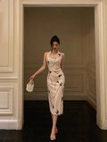 Sheath Halter Satin Floral Prom Dresses Birthday Outfits Evening Gown SD930
