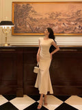 Sheath Scoop Neckline Ivory Prom Dresses Birthday Outfits Evening Gown SD932