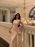 Sheath Scoop Neckline Ivory Prom Dresses Birthday Outfits Evening Gown SD932