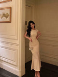 Sheath Scoop Neckline Ivory Prom Dresses Birthday Outfits Evening Gown SD932