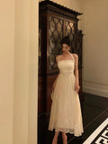 A Line Halter White Lace Prom Dresses Birthday Outfits Evening Gown SD945