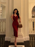 A line Halter Red Prom Dresses Birthday Outfits Evening Gown SD946
