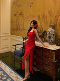 A Line Square Neckline Red Chiffon Prom Dresses Birthday Outfits Evening Gown SD953