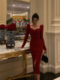 Sheath Strapless Red Slit Prom Dresses Beads Birthday Outfits Evening Gown SD954