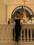 Sheath Strapless Black Prom Dresses Birthday Outfits Evening Gown SD957