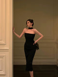 Sheath Strapless Black Prom Dresses Birthday Outfits Evening Gown SD957