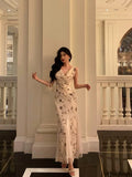 Mermaid Jewel Neckline Floral Chiffon Prom Dresses Birthday Outfits Evening Gown SD958