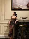 Sheath Spaghetti Straps Champagne Floral Prom Dresses Birthday Outfits Evening Gown SD964