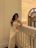 Sheath Spaghetti Straps White Prom Dresses Birthday Outfits Evening Gown SD973