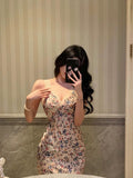 Sheath V Neckline Floral Prom Dresses Birthday Outfits Evening Gown SD976