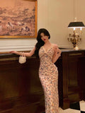 Sheath V Neckline Floral Prom Dresses Birthday Outfits Evening Gown SD976