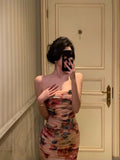 Sheath Spaghetti Straps Floral Prom Dresses Birthday Outfits Evening Gown SD983
