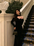 Mermaid High Neckline Black Velvet Prom Dresses Birthday Outfits Evening Gown SD990