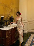 Sheath Straps Floral Prom Dresses Birthday Outfits Evening Gown Party Dress SD991