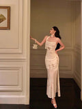 Sheath Spaghetti Straps Ivory Floral Prom Dresses Birthday Outfits Evening Gown SD998