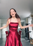 A line Halter Long Party Dress Satin Burgundy Prom Dresses SD2417