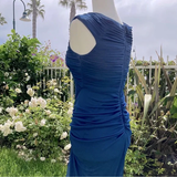Fashion Mermaid V Neckline Navy Blue Floor Length Evening Dress Prom Dresses SD1881 HZ0628