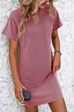 Ribbed Striped Short Sleeve Mini Tee Dress DJPT