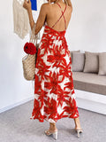 Back Printed Midi Dress with Cutout Detail DJPT
