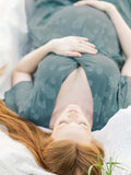 Blue Floral Wrap Side Slit Big Swing Elegant Baby Moon Going Out Boho Maternity Photoshoot Baby Shower Maxi Dress Maternity
