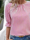Round Neck Half Sleeve Casual Blouse DJPT