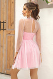 Neck Open Back Mesh Dress DJPT