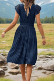 Tied Smocked Waist Flutter Sleeve Dress DJPT
