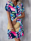 Button Down Short Sleeve Dress DJPT