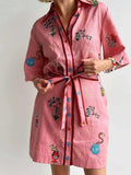 Tie Waist Shirt Dress DJPT