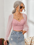 Sweetheart Neck Flounce Sleeve Top DJPT