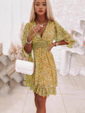 Size Ruffled Hem Floral Dress Plus Size DJPT