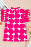 Pattern Frilled Collar Flutter Sleeve Top DJPT