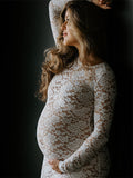 White Lace Sheer Bodycon Elegant Cocktail Party Maternity Baby Shower Maxi Dress Maternity