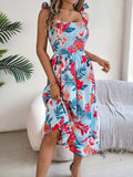 Floral Tie Shoulder Midi Dress DJPT