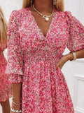 Size Ruffled Hem Floral Dress Plus Size DJPT