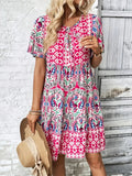 Tie Neck Short Sleeve Dress DJPT