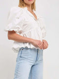 Sleeve Peplum Blouse DJPT