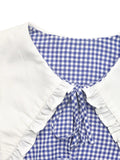 Front Plaid Flounce Sleeve Blouse DJPT