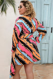 Size Printed Surplice Neck Mini Dress DJPT