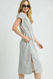 Side Slit Short Sleeve Midi Tee Dress DJPT