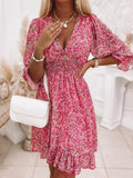 Size Ruffled Hem Floral Dress Plus Size DJPT