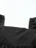 Square Neck Puff Sleeve Peplum Blouse DJPT