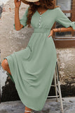 Quarter Button Short Sleeve Dress DJPT